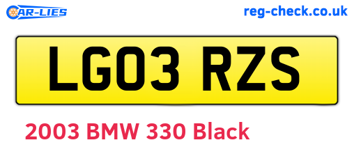 LG03RZS are the vehicle registration plates.