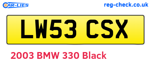 LW53CSX are the vehicle registration plates.