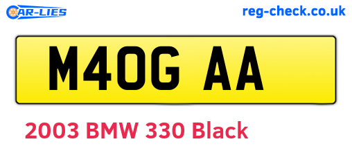 M40GAA are the vehicle registration plates.