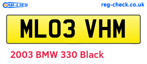 ML03VHM are the vehicle registration plates.