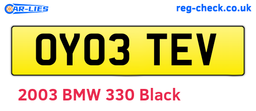 OY03TEV are the vehicle registration plates.