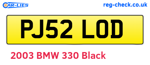 PJ52LOD are the vehicle registration plates.
