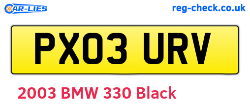PX03URV are the vehicle registration plates.