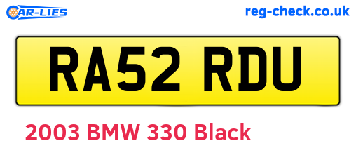 RA52RDU are the vehicle registration plates.