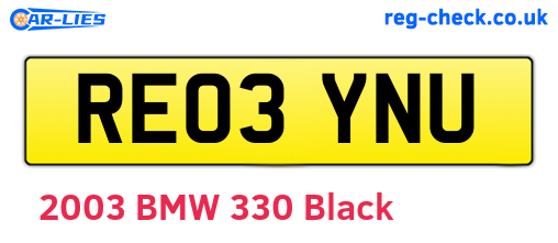 RE03YNU are the vehicle registration plates.