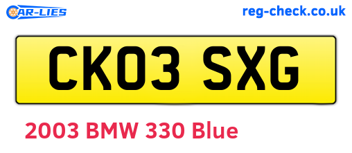 CK03SXG are the vehicle registration plates.