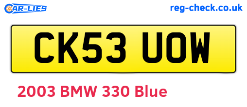 CK53UOW are the vehicle registration plates.