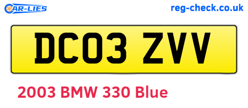 DC03ZVV are the vehicle registration plates.