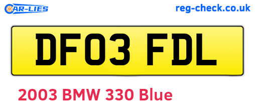 DF03FDL are the vehicle registration plates.