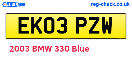 EK03PZW are the vehicle registration plates.