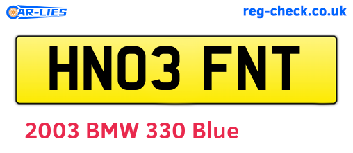 HN03FNT are the vehicle registration plates.