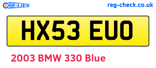 HX53EUO are the vehicle registration plates.