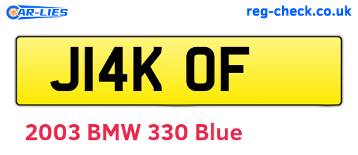 J14KOF are the vehicle registration plates.