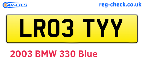 LR03TYY are the vehicle registration plates.