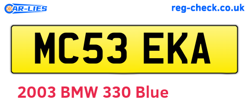 MC53EKA are the vehicle registration plates.