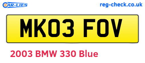 MK03FOV are the vehicle registration plates.