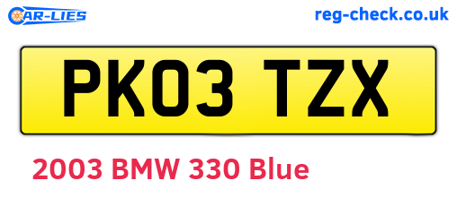 PK03TZX are the vehicle registration plates.