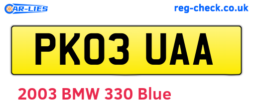 PK03UAA are the vehicle registration plates.