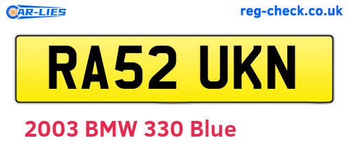 RA52UKN are the vehicle registration plates.