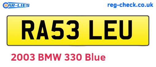 RA53LEU are the vehicle registration plates.