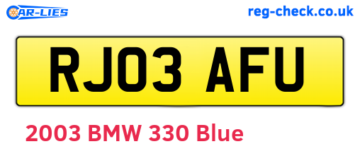 RJ03AFU are the vehicle registration plates.