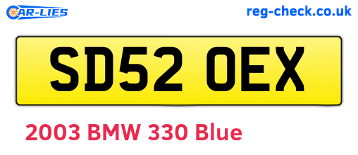 SD52OEX are the vehicle registration plates.
