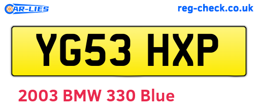 YG53HXP are the vehicle registration plates.