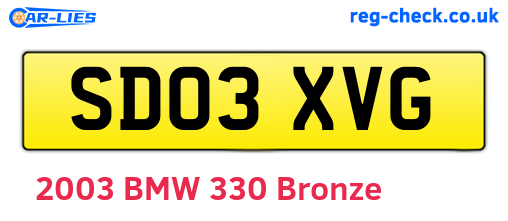 SD03XVG are the vehicle registration plates.