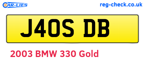 J40SDB are the vehicle registration plates.