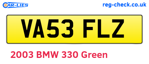 VA53FLZ are the vehicle registration plates.