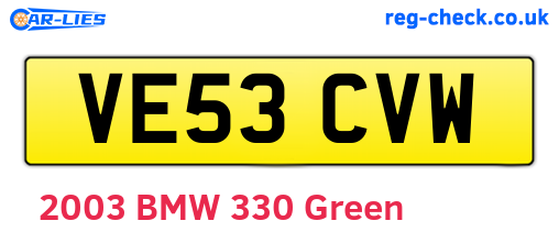 VE53CVW are the vehicle registration plates.