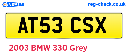 AT53CSX are the vehicle registration plates.
