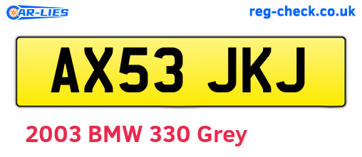 AX53JKJ are the vehicle registration plates.