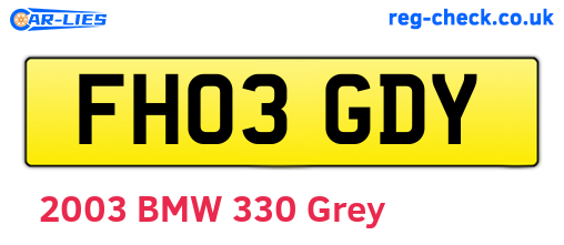 FH03GDY are the vehicle registration plates.