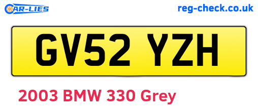 GV52YZH are the vehicle registration plates.