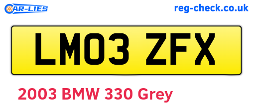 LM03ZFX are the vehicle registration plates.
