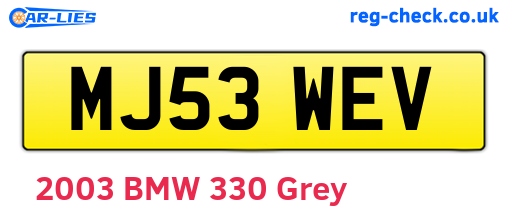 MJ53WEV are the vehicle registration plates.