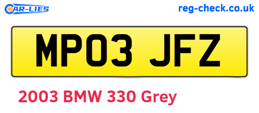 MP03JFZ are the vehicle registration plates.