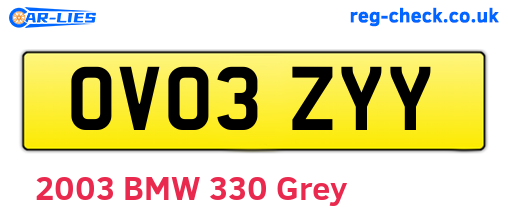 OV03ZYY are the vehicle registration plates.