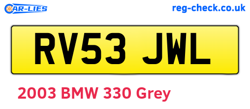 RV53JWL are the vehicle registration plates.