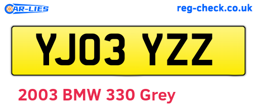 YJ03YZZ are the vehicle registration plates.