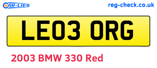 LE03ORG are the vehicle registration plates.