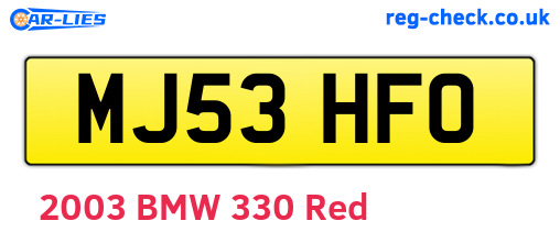MJ53HFO are the vehicle registration plates.