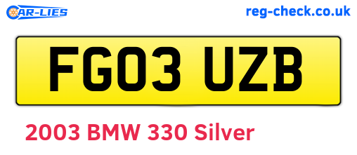FG03UZB are the vehicle registration plates.