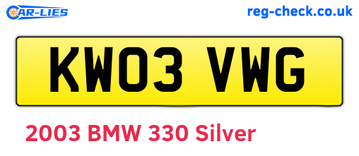 KW03VWG are the vehicle registration plates.