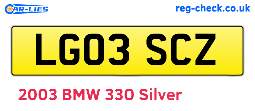 LG03SCZ are the vehicle registration plates.