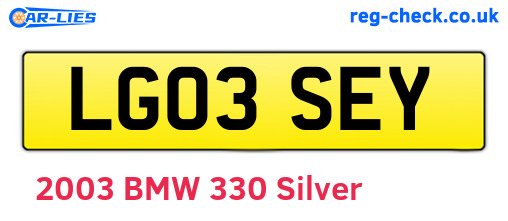 LG03SEY are the vehicle registration plates.