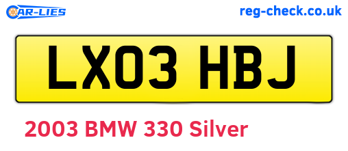 LX03HBJ are the vehicle registration plates.