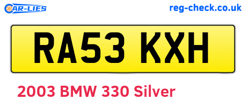 RA53KXH are the vehicle registration plates.