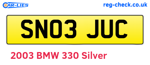 SN03JUC are the vehicle registration plates.